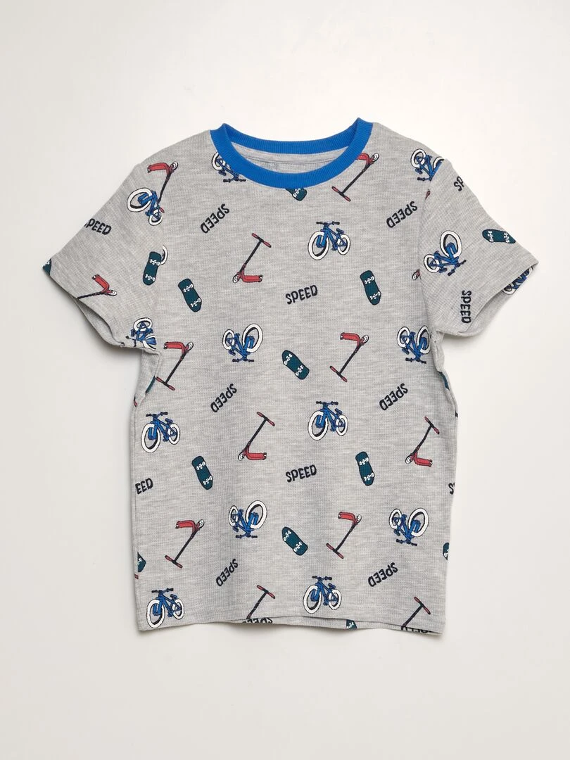 Ensemble pyjama en nid d'abeilles   2 pièces   Gris