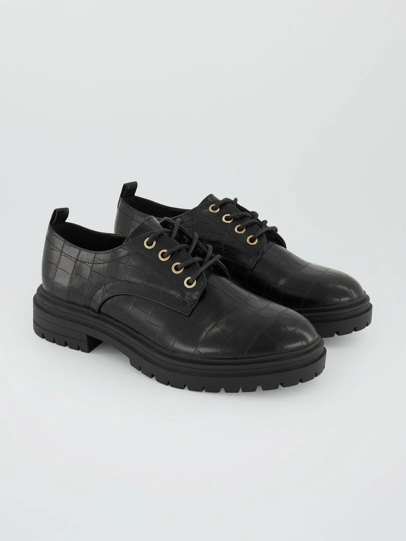Mocassins à lacet avec semelles épaisses noir