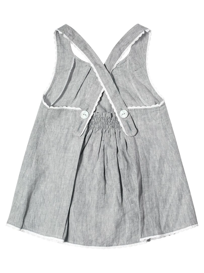 Blouse Bretelles Été Fille  Lin Gris à Fine Dentelle  ANAIS   'LA FAUTE A VOLTAIRE'   Gris clair