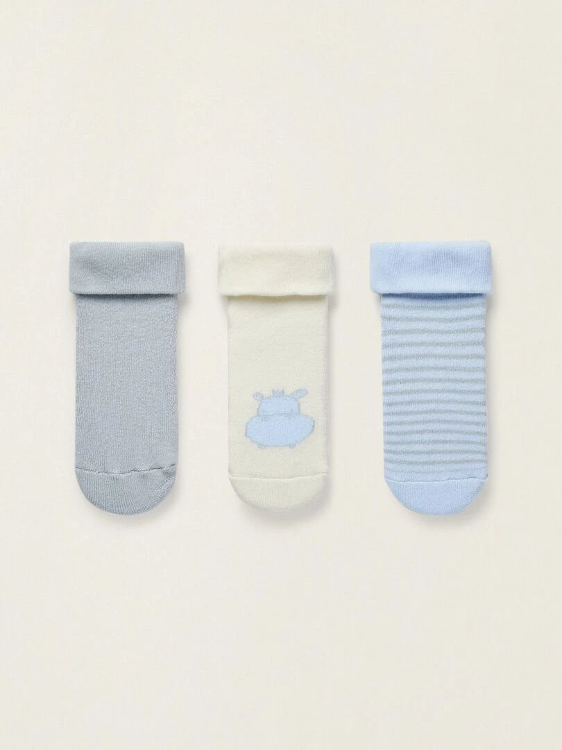 Pack 3 Chaussettes avec Revers pour Nouveau Né et Bébé EARLY BLOOM Multicolore