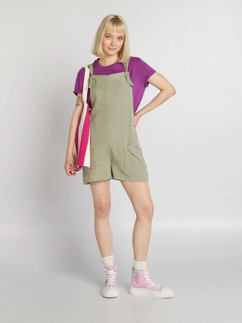 Combishort en lin Vert