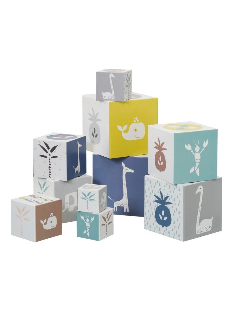 Cubes empilables Animaux bleus (10 cubes) N/A