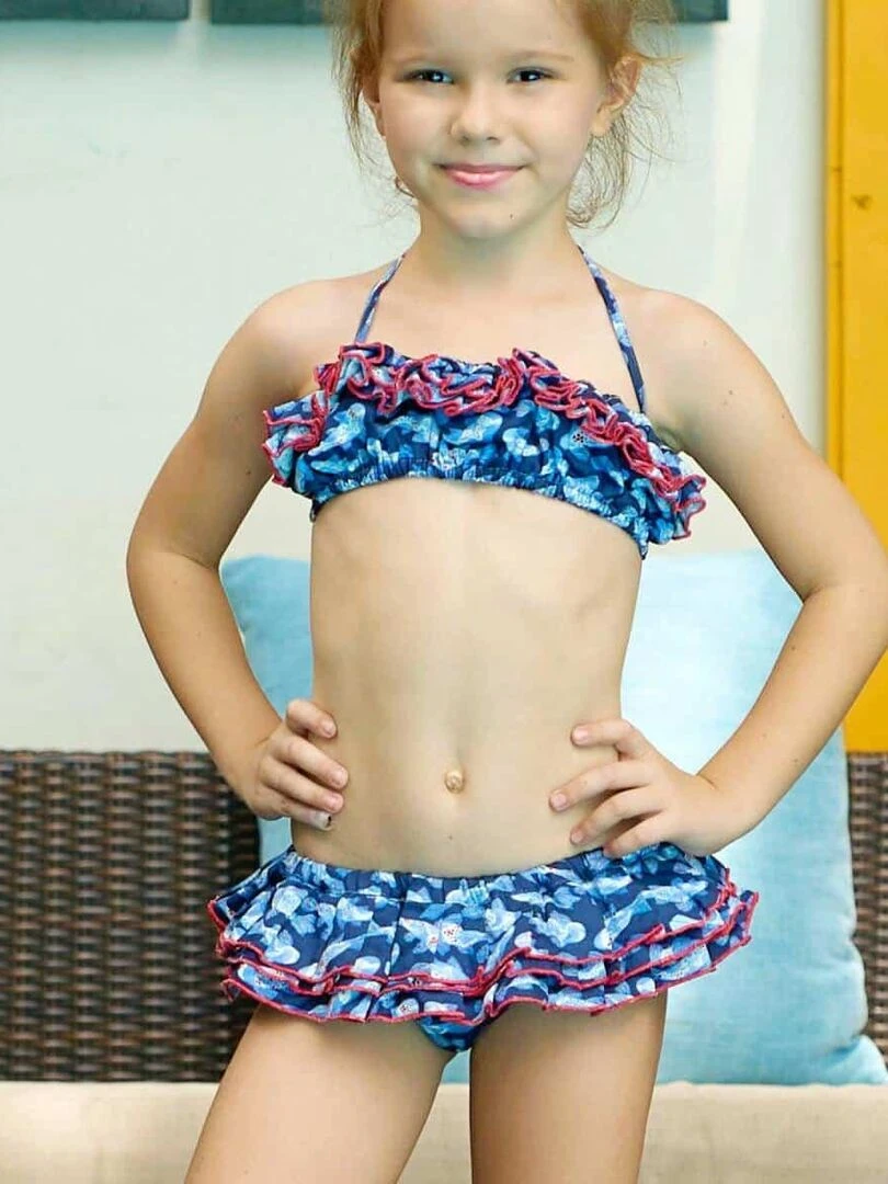 Maillot de Bain 2 Pièces Fille Poisson Khoi Marine SWAN 'LA FAUTE A VOLTAIRE' Bleu