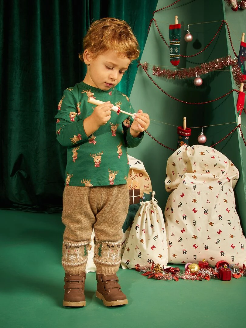 T shirt de Noël avec cerf Vert