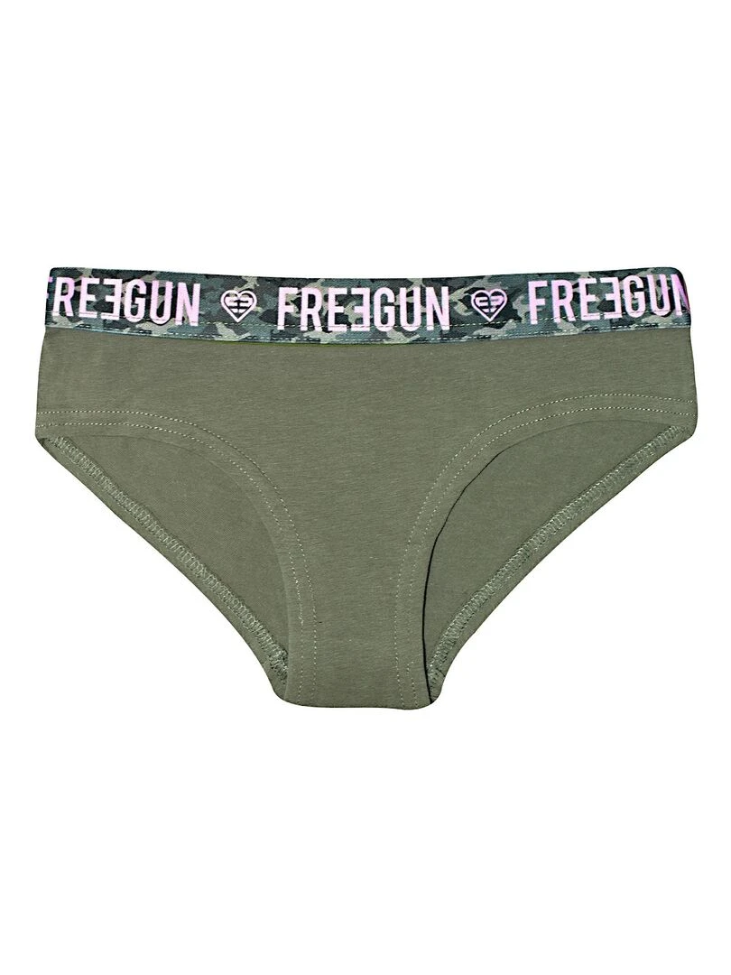 Lot de 4 Boxers coton fille Uni Freegun   Vert