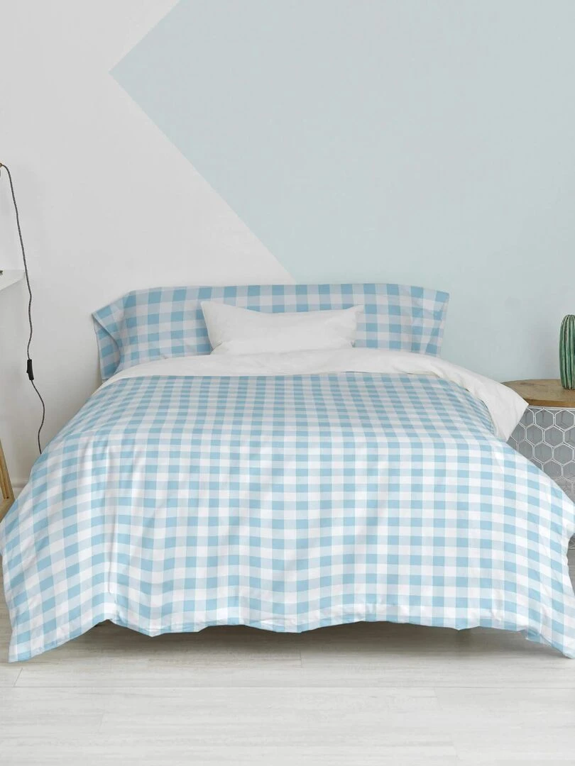 Parure housse de couette 2 pièces Vichy "Happyfriday"   Bleu