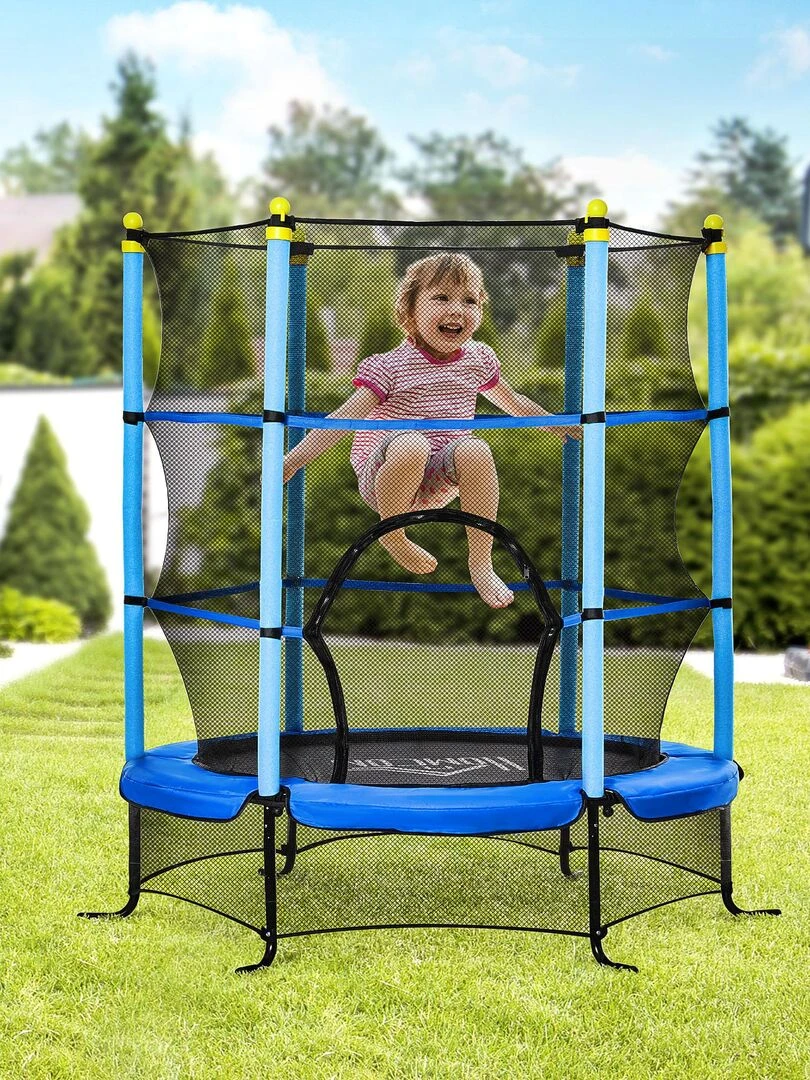 Trampoline enfant tout équipé Ø 1 63 × 1 63H m   Bleu