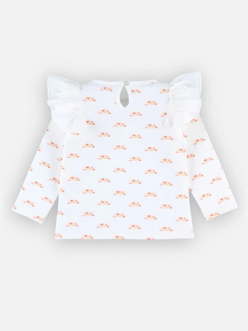 Blouse maille longues manches imprimés soleils    Noukie's   Blanc