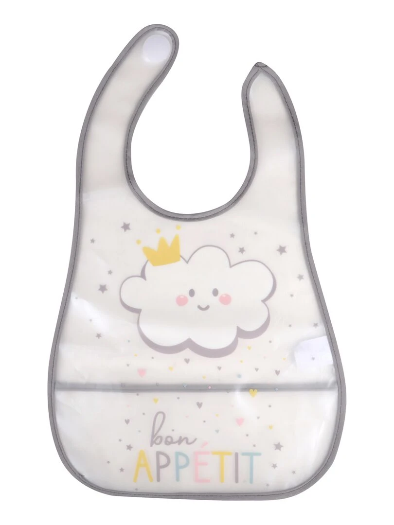 Bavoir bebe avec recuperateur Nuage Gris