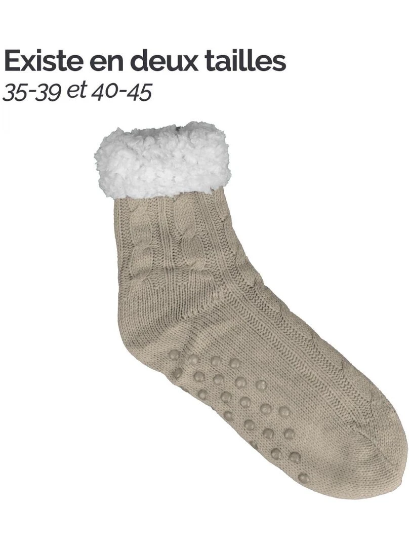 Paire de chaussettes chaussons polaires mixtes Taille 40 45 Vivezen Beige