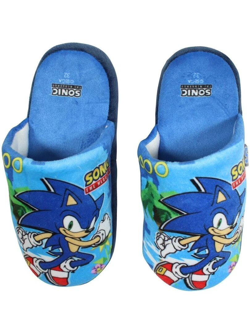 Sonic Pantoufle garçon imprimé Sonic Bleu