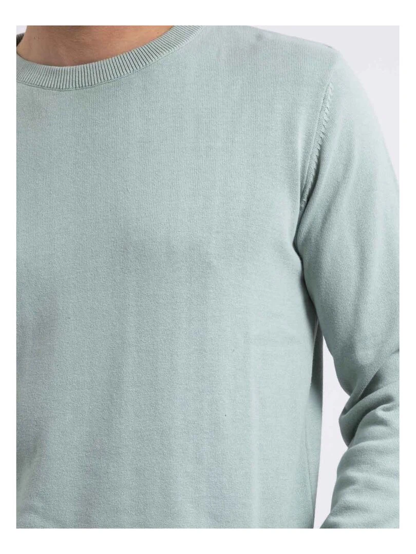 Pull col rond pur coton LADARKO   Vert pistache
