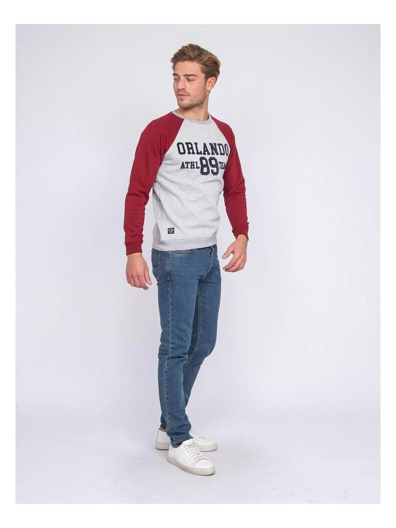 Sweat col rond manches raglan WESTERN   Bordeaux