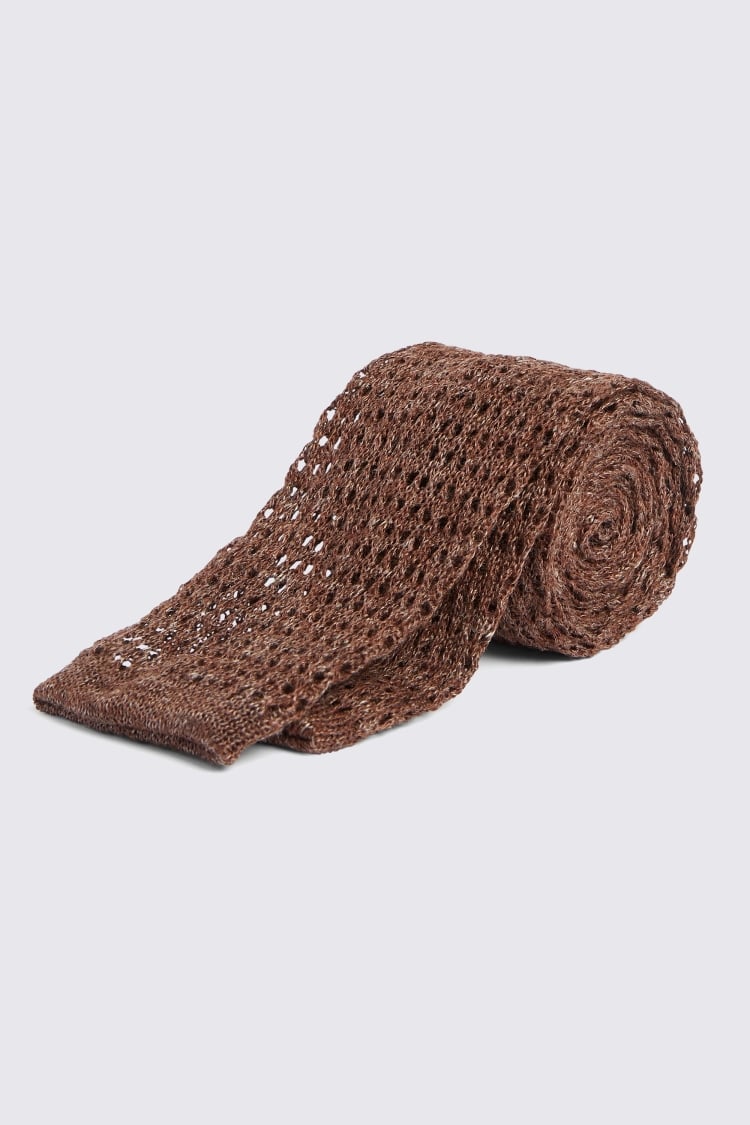 Chocolate Linen Open Knit Tie Buy Online at Moss