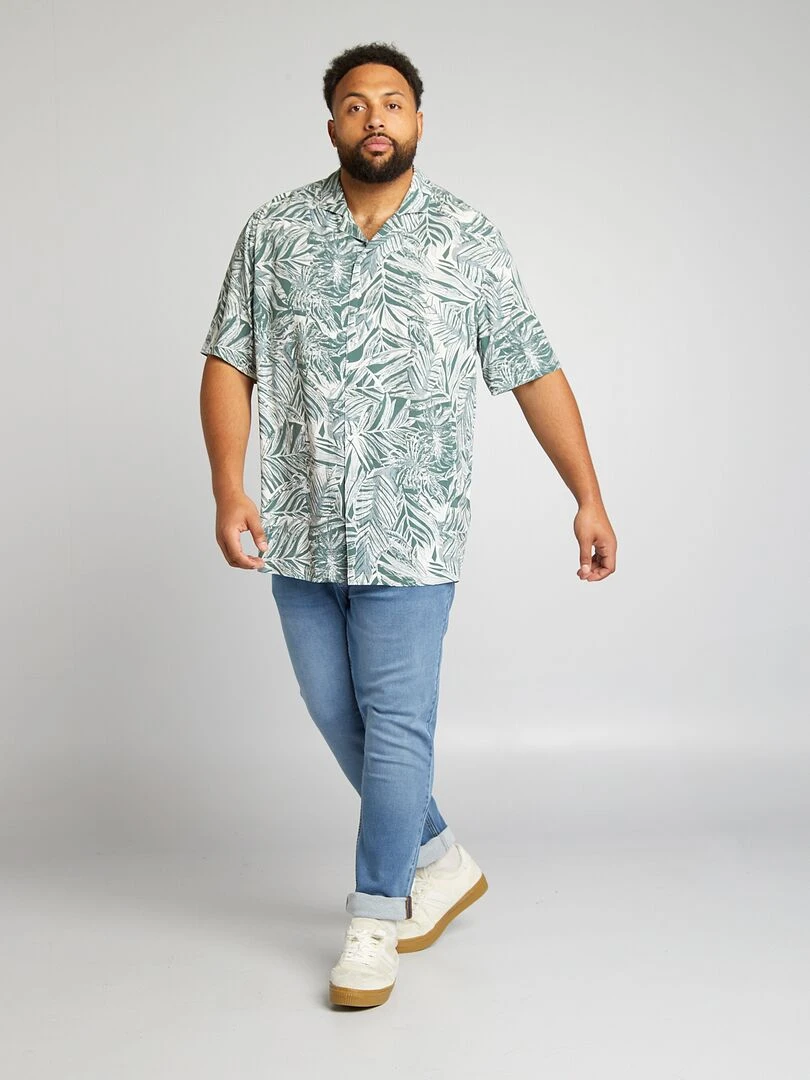 Chemise fluide à col pyjama Vert