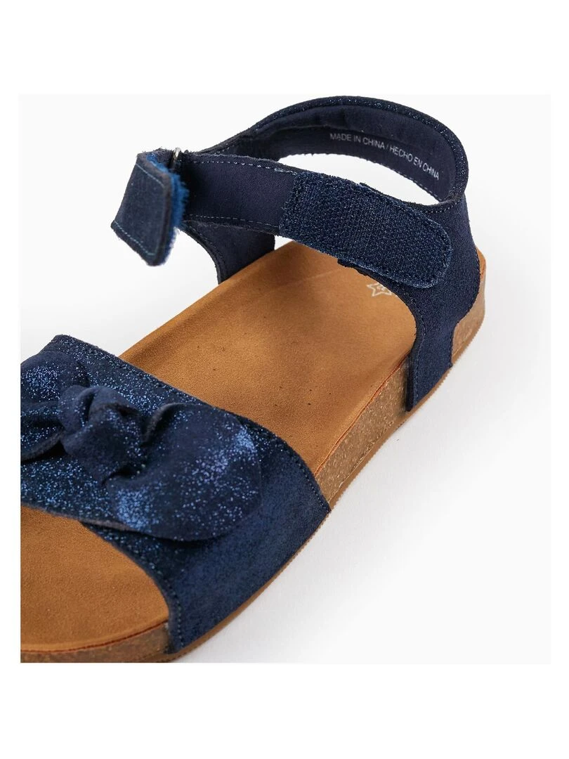 Sandales en cuir avec paillettes et nœud pour fille  ATLANTIC COMPANY   Bleu foncé