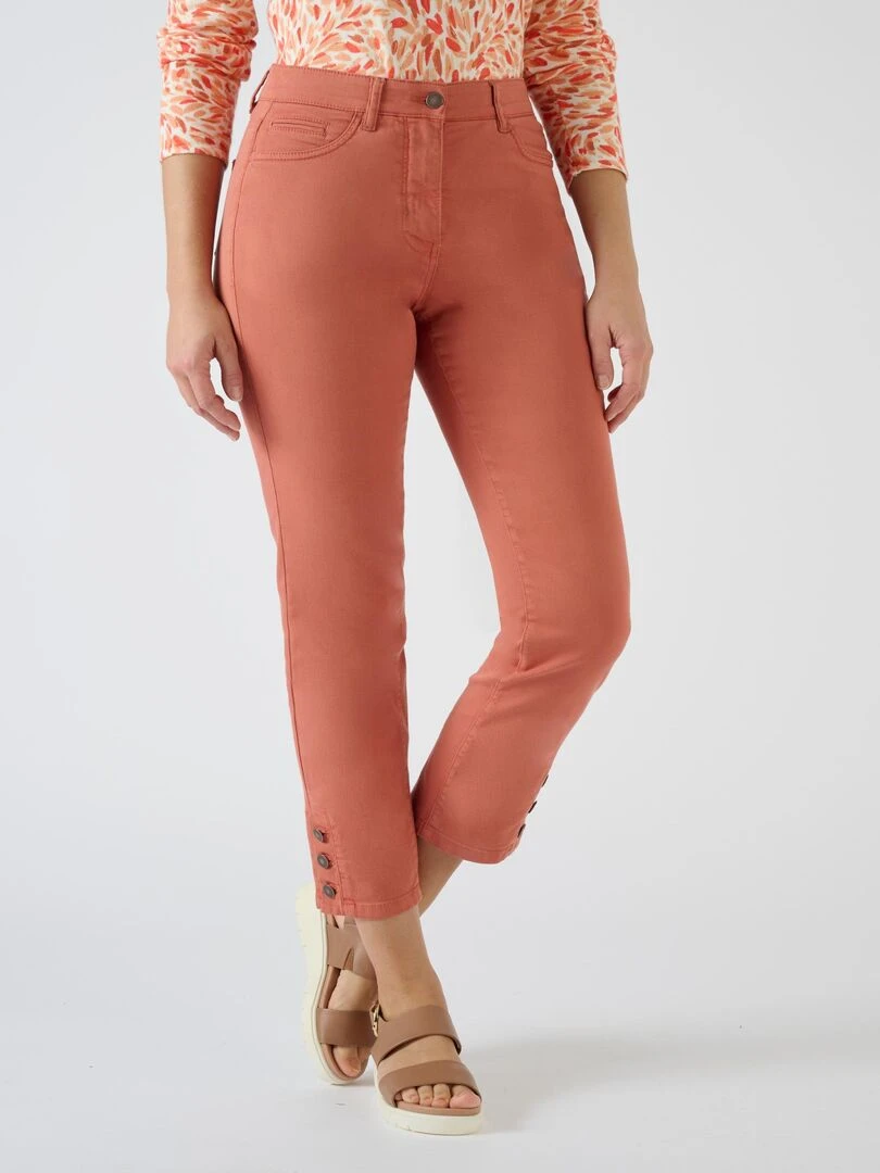 Pantalon 7/8ème boutons bas de jambes Damart Abricot
