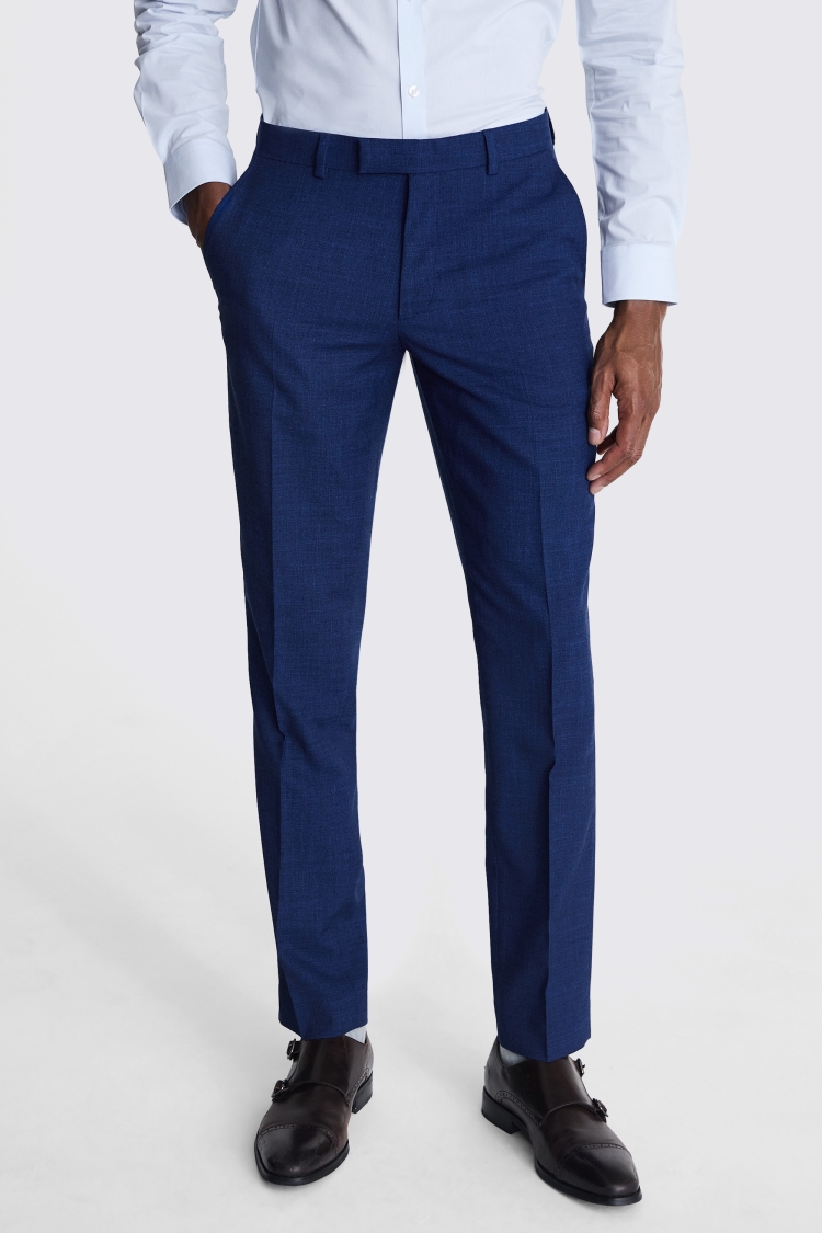 Slim Fit Blue Slub Trousers Buy Online at Moss
