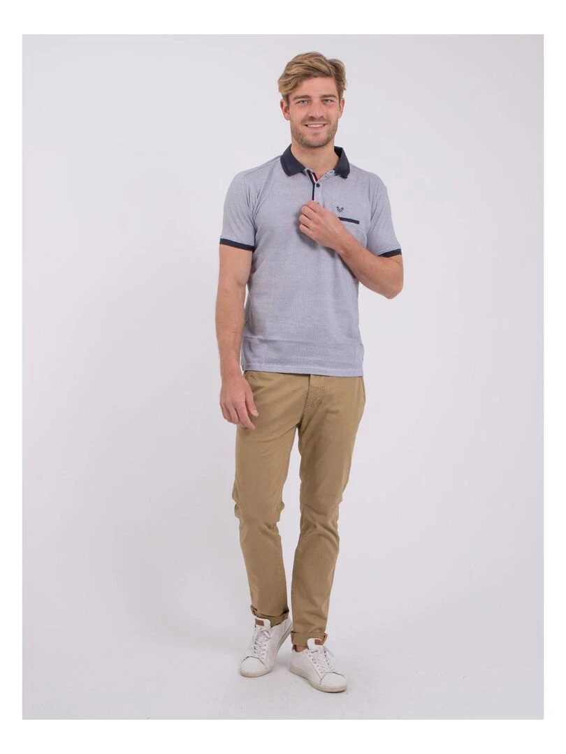 Polo manches courtes pur coton PIVOLKAN   Bleu marine