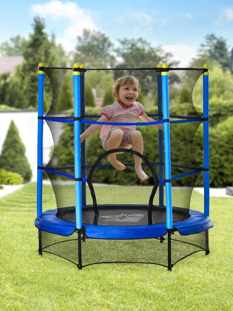 Trampoline enfant tout équipé   Bleu