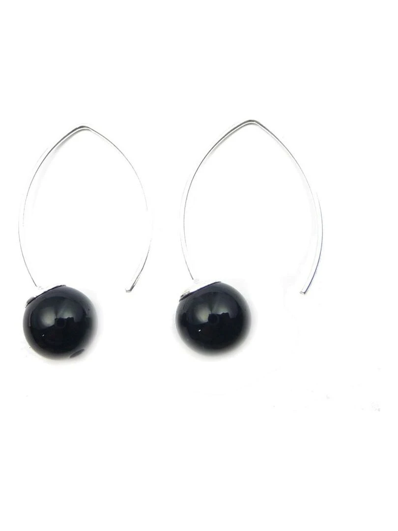 Boucles d'oreille en argent agate Bijoucolor Noir