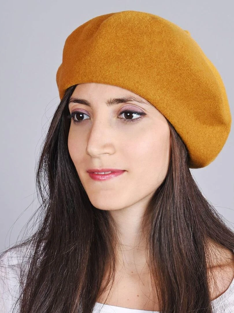 Béret Feutre de Laine Yva Made in UE Jaune moutarde