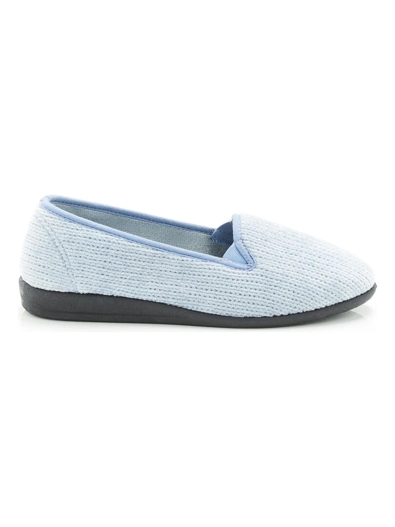 Ballerines aspect velours côtelé  à mémoire de forme   Damart   Bleu ciel