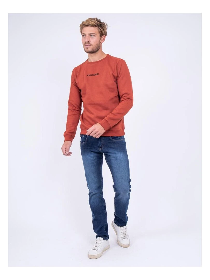 Sweat col rond WETTO   Rouge brique