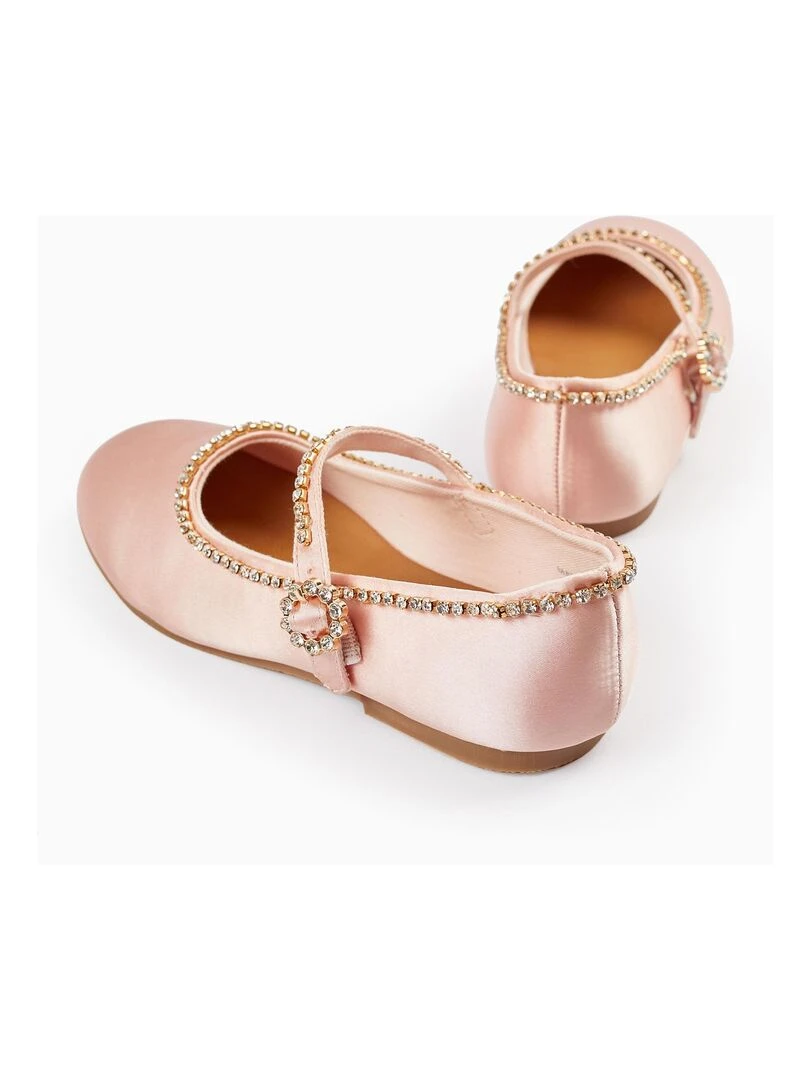 Sabrinas en satin avec des strass pour fille  CÉRÉMONIE   Rose foncé