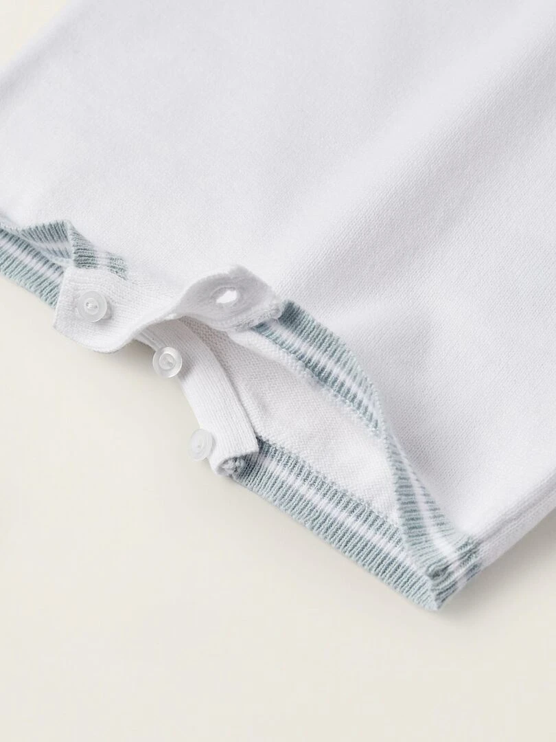 Combishirt En Maille Pour Nouveau Né 'Oiseau' manches longues EARLY BLOOM   Blanc