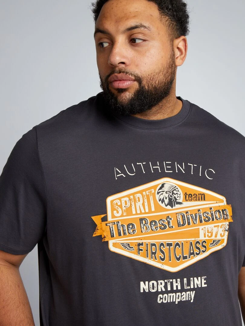 T shirt en jersey avec print placé devant Noir