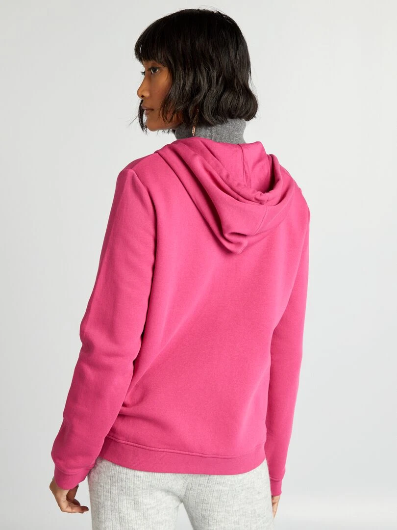Sweat zippé à capuche   rose foncé