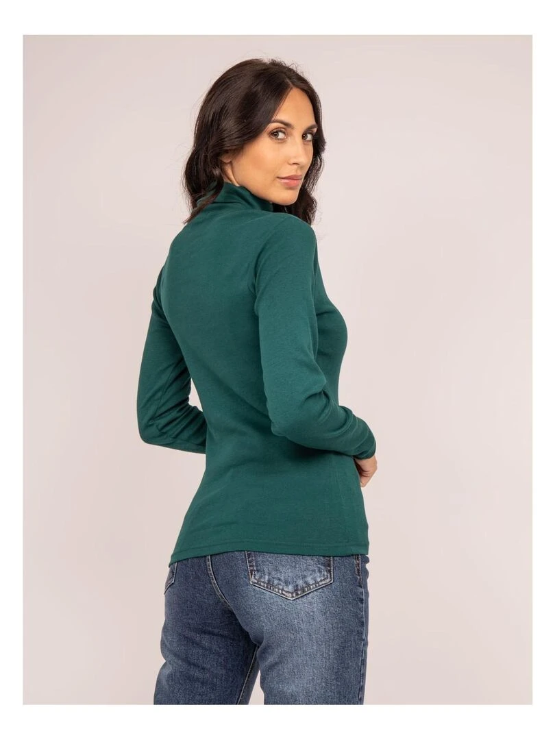 Sous pull col roulé pur coton organique FUSEE   Vert