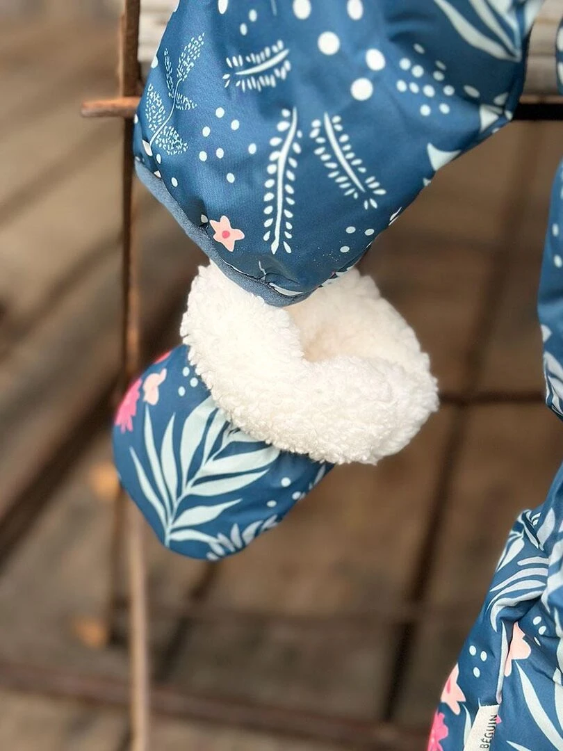 Combi pilote avec moufles et pieds amovibles Lina   Bleu
