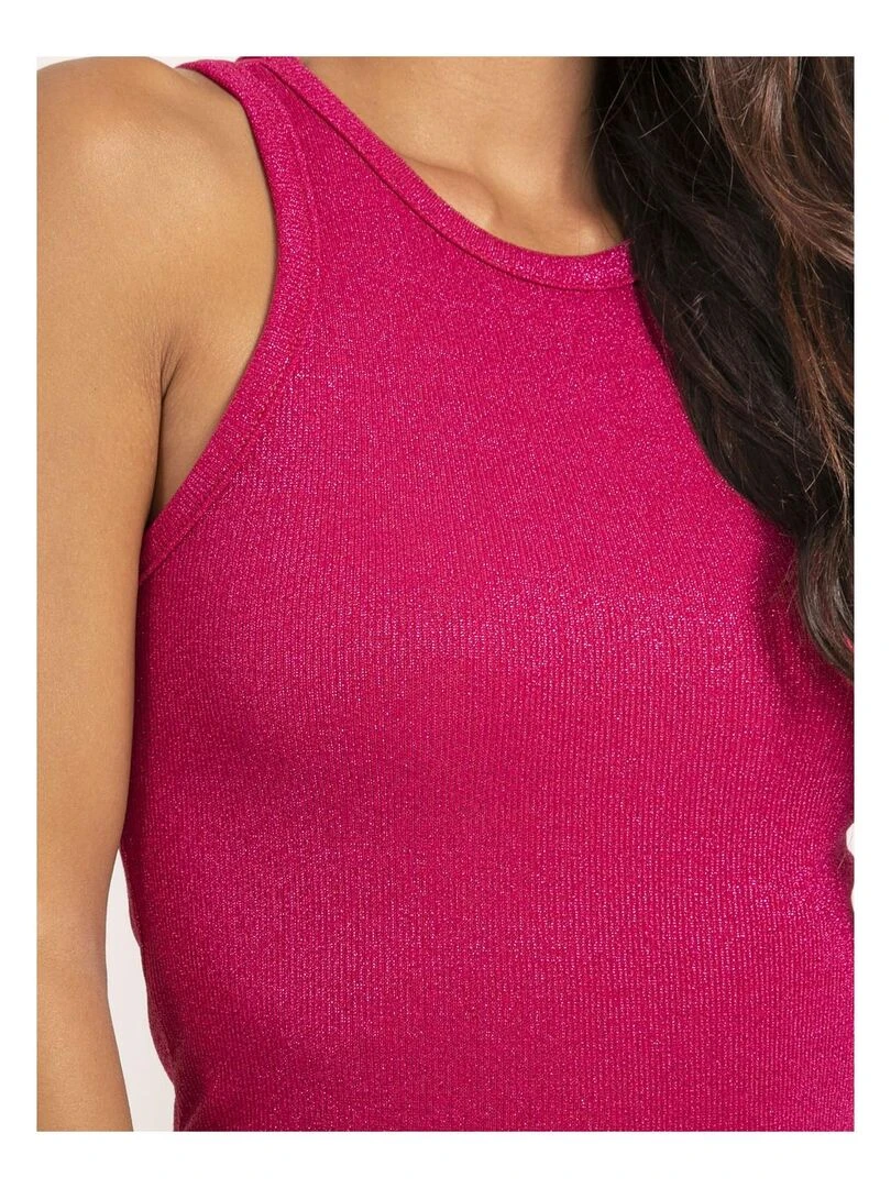 Débardeur maille côtelée irisée FIANA   Rose