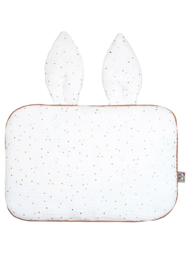 Oreiller plat lapin en gaze de coton Jeanne Blanc Doré