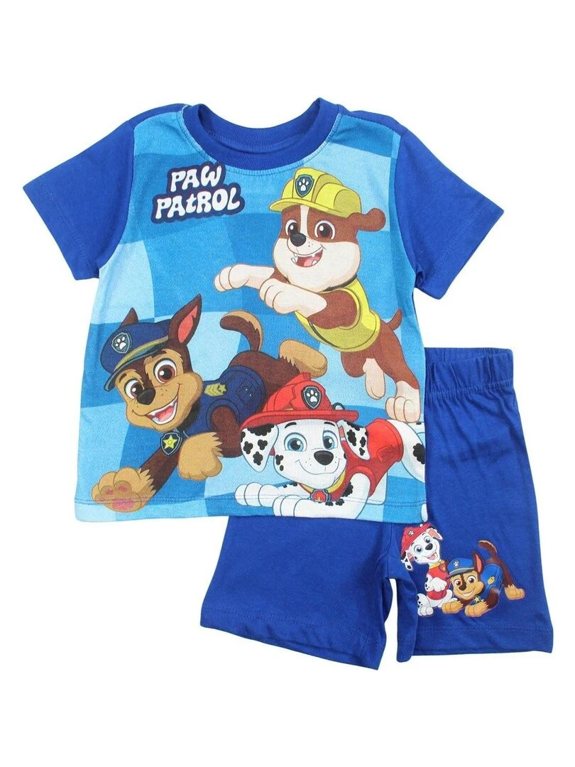 Paw Patrol Ensemble T shirt short garçon Imprimé La Pat' Patrouille Bleu