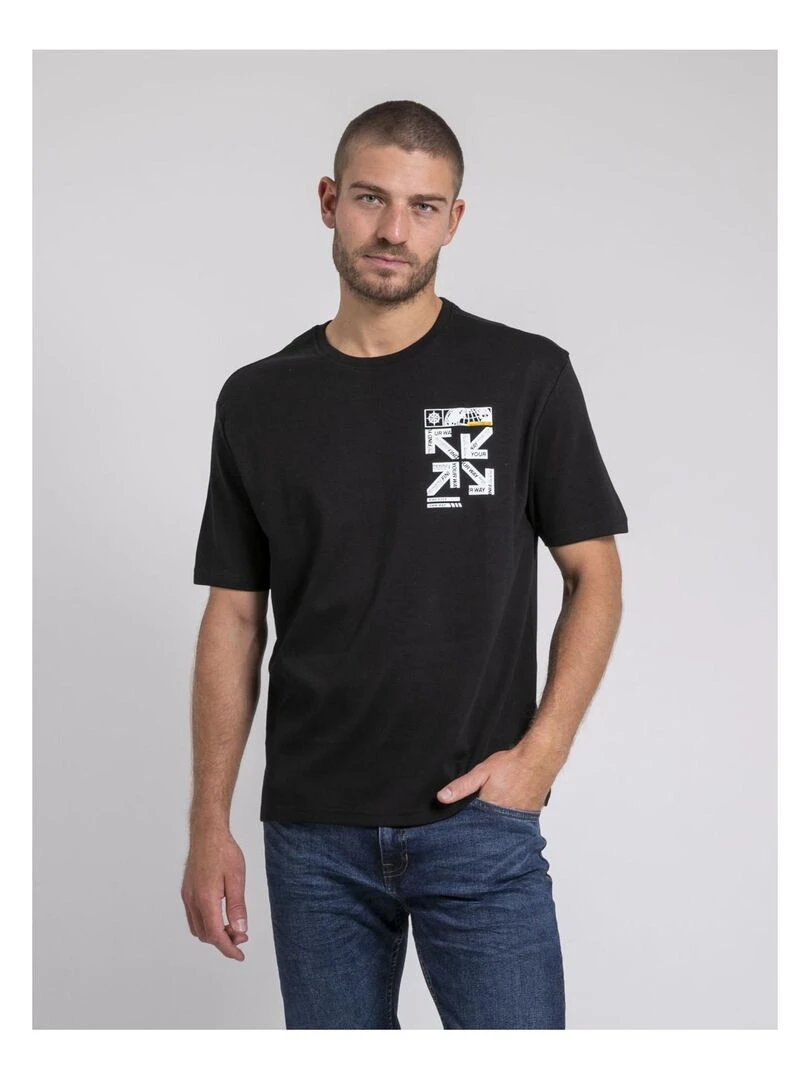 T shirt col rond oversize pur coton JOEDEN Noir