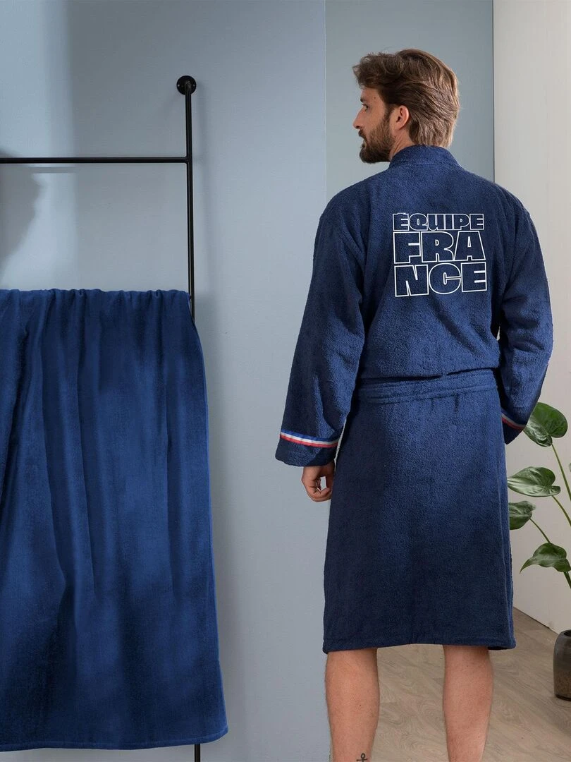 Peignoir adulte 100% coton  PARIS 2024 EQUIPE DE FRANCE OLYMPIQUE COQ   Bleu marine