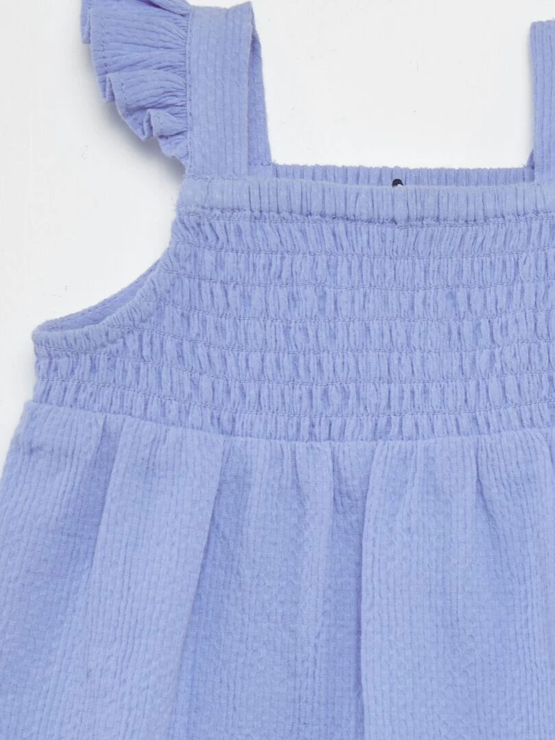 Combi short en maille gaufrée   Bleu