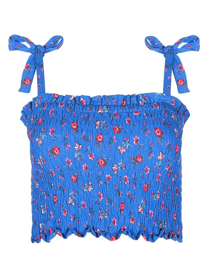 Top court smocké Java   Bleu