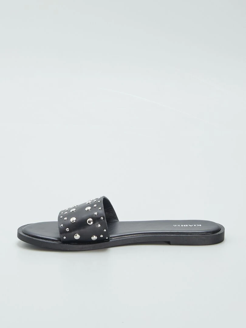 Mules plates cloutées   noir