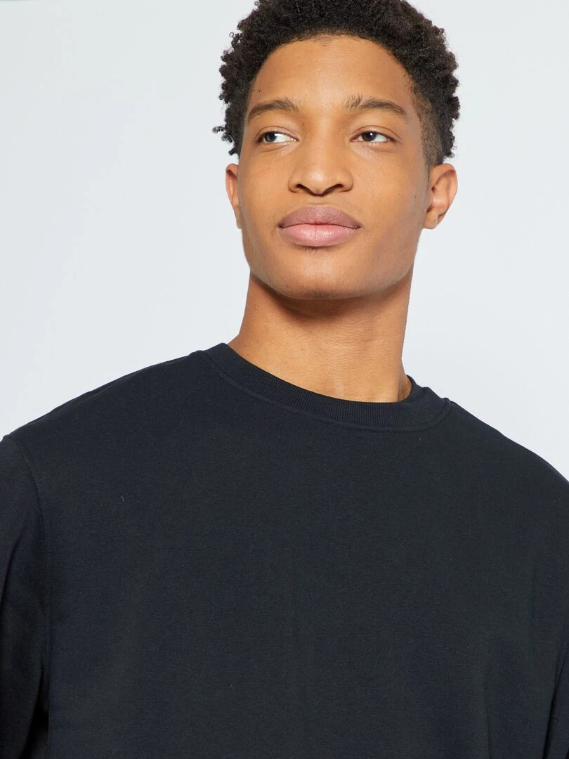 Sweat en molleton uni à col rond +1m90   noir