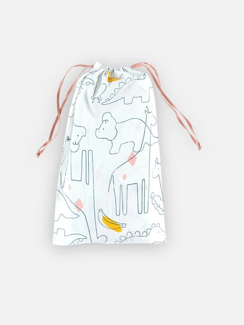 Housse de couette dinosaures en popeline  140 x 200 cm   Blanc