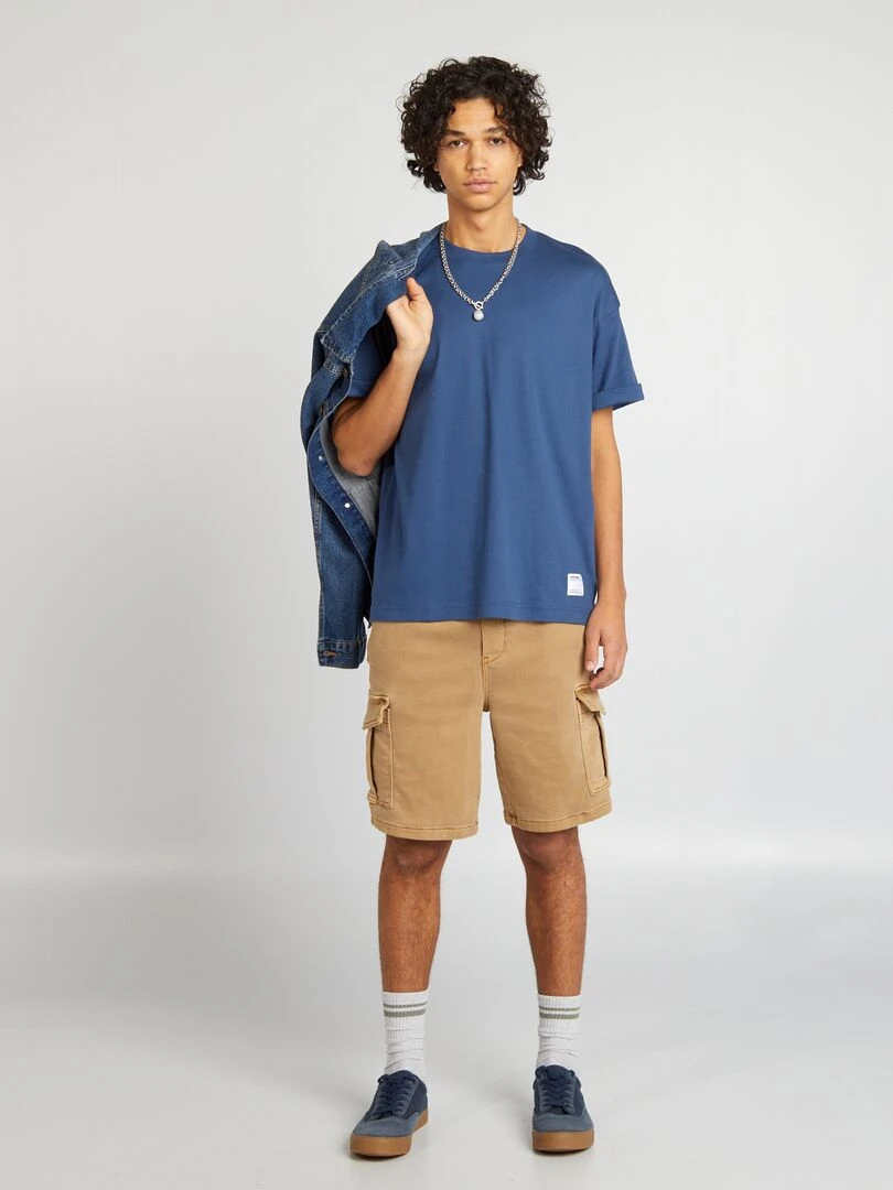 Short multipoches effet délavé Beige