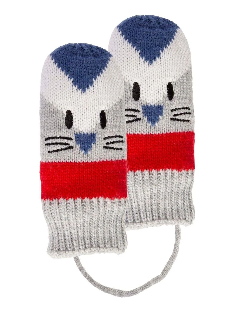 Moufles Jacquard Chat 2/4 ans Gris   Gris Gris
