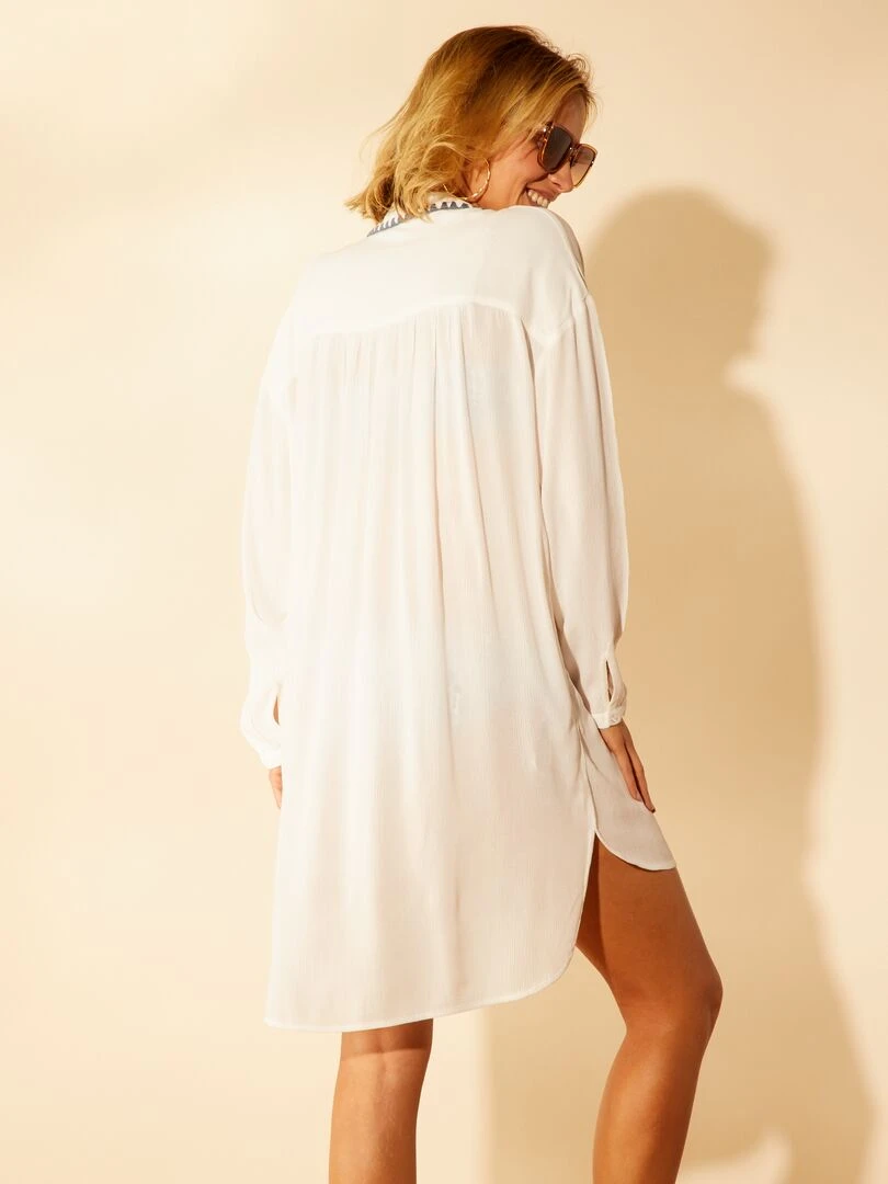 Chemise de plage mi longue   blanc
