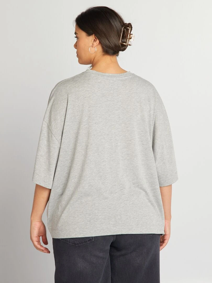 T shirt inscription relief 'Sparkle'   Gris