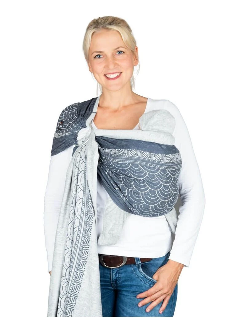 Hoppediz Écharpe de portage Ring Sling (bio) Bleu Blanc