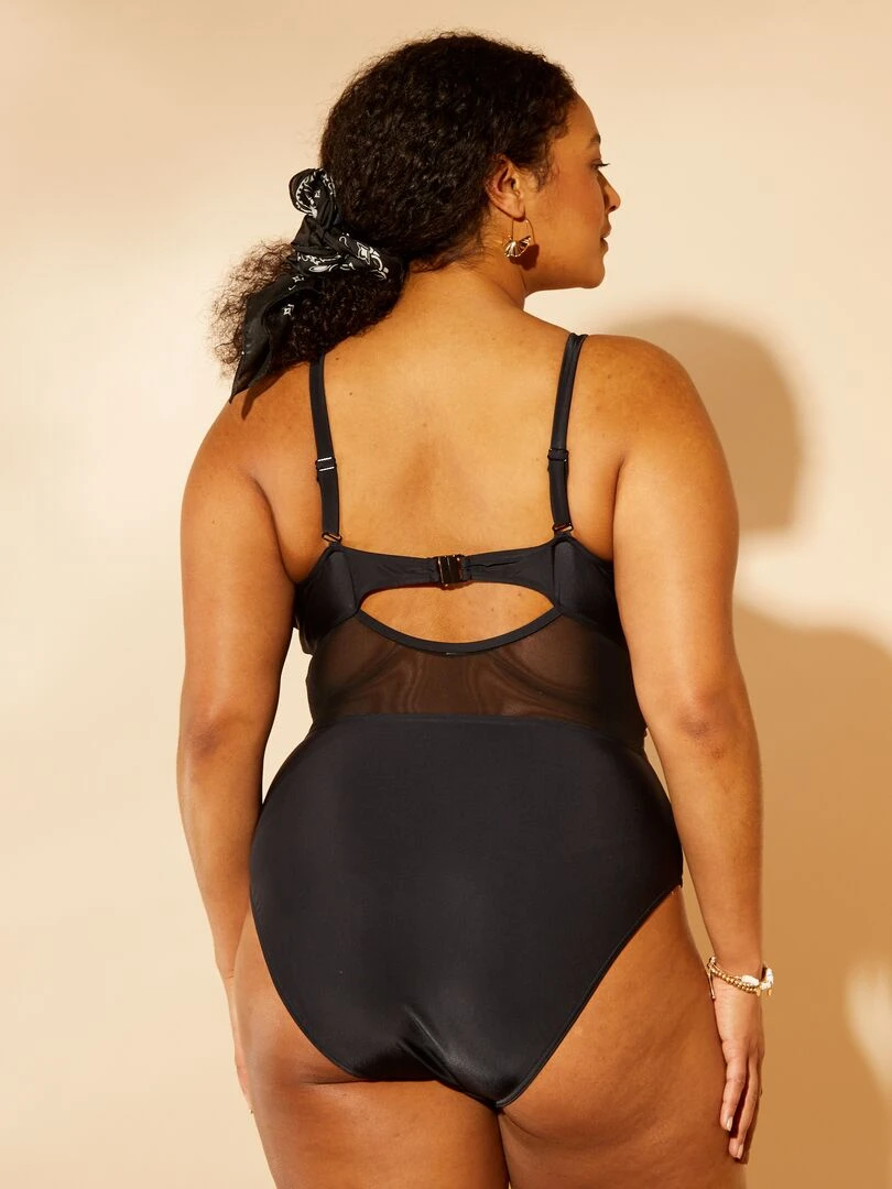 Maillot de bain effet croisé 1 pièce noir